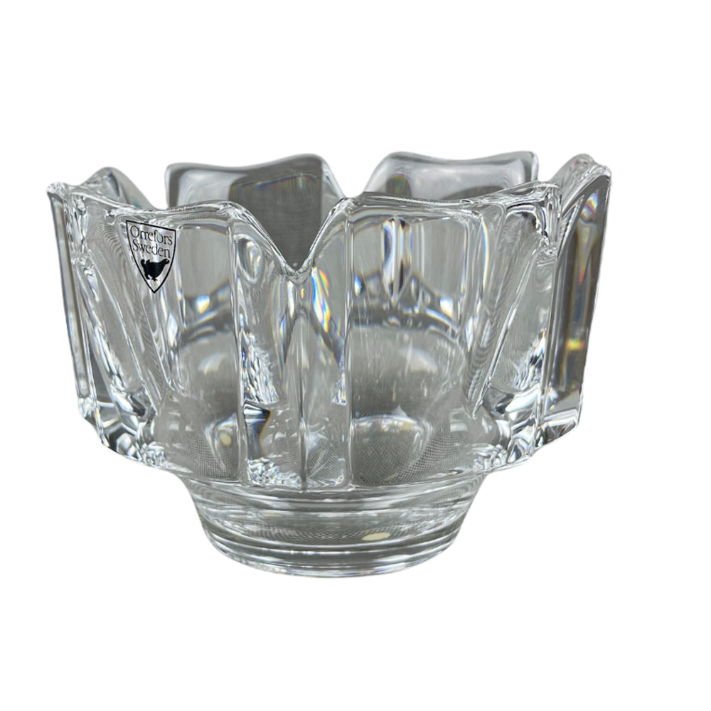 Lars Hellsten Orrefors Sweden CORONA Round Crystal Bowl Sticker